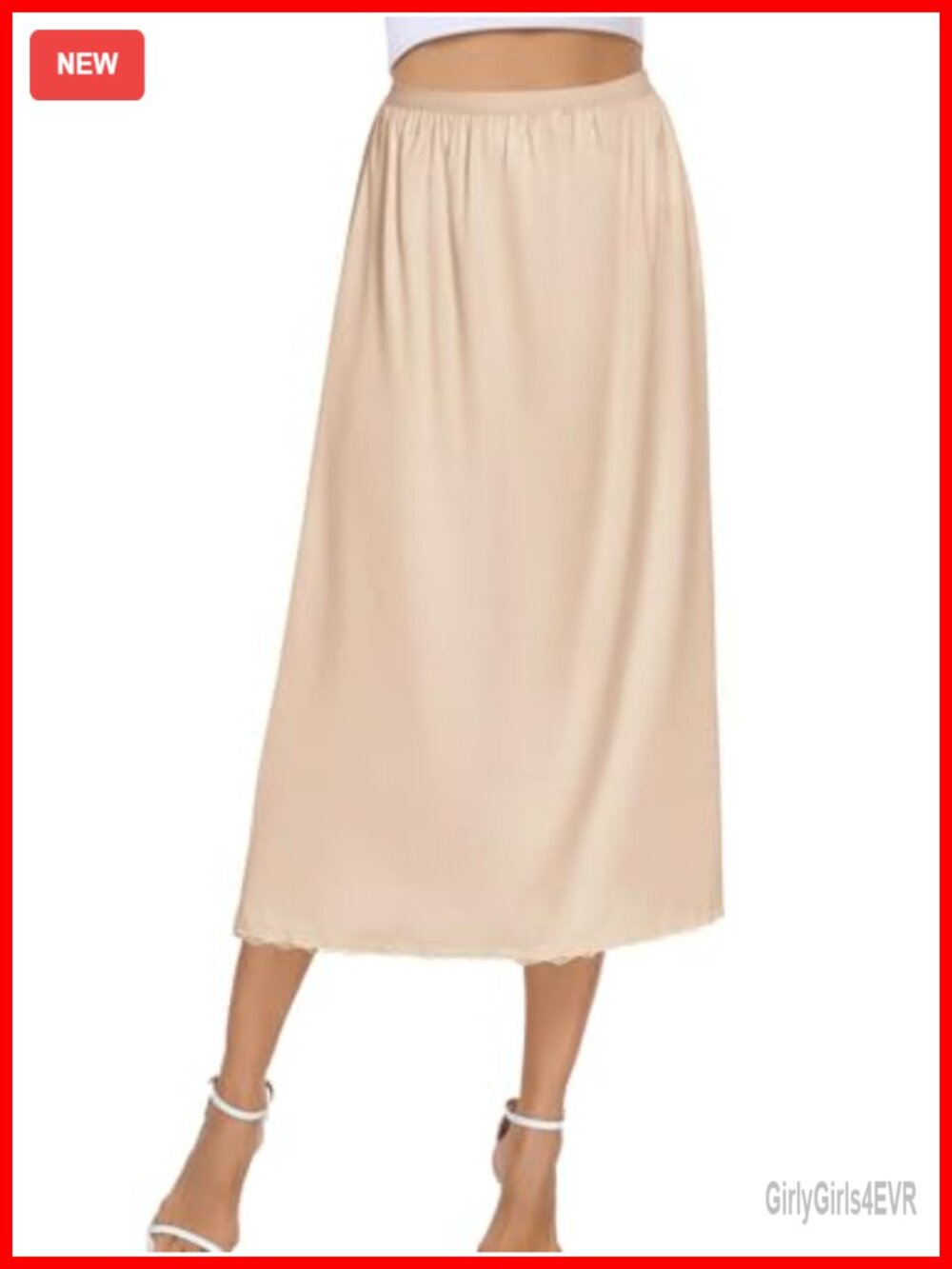 Satin Half Slip Non-Cling Underskirt with Lace Trim Anti Static Dress Liner